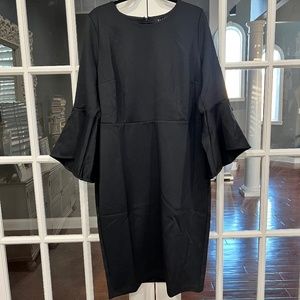 Eloquii Black Flare Sleeve Scuba Dress